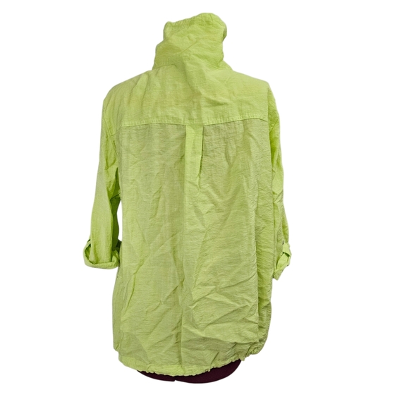 Cj Banks Lime Green Roll Tab Sleeve Hem Drawstring Light Shacket Womens - Picture 5 of 13